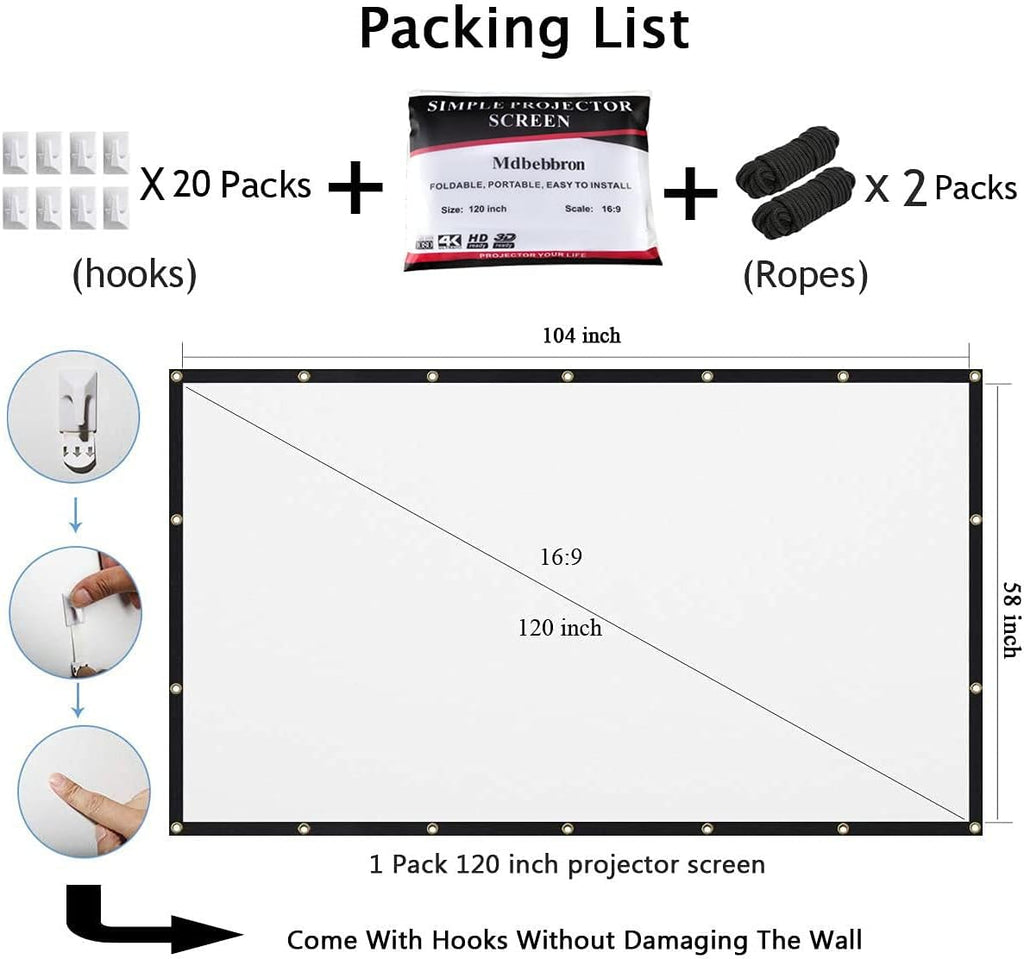 Tela de Projeção Dobrável 120 Polegadas